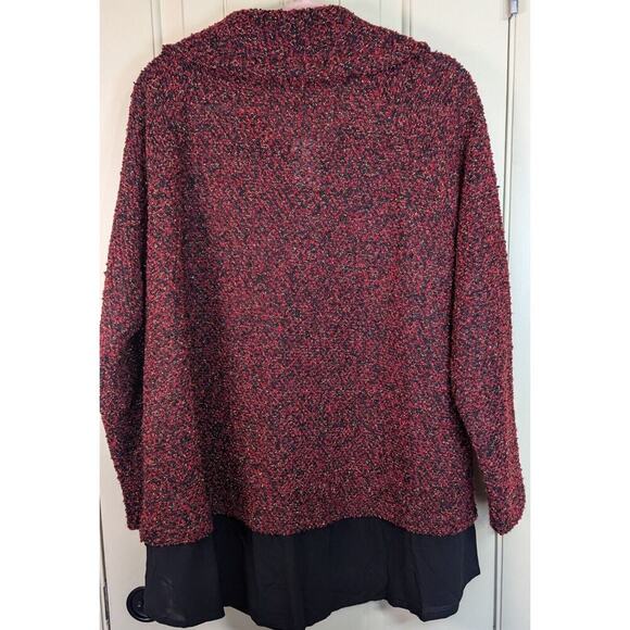 NEW Est. 1946 Layered Look Pull Over Sweater Black Red SPARKLE Cowl Neck 18/20W - Picture 2 of 9